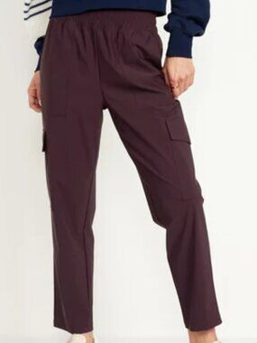 Old Navy High-Waisted SleekTech Cargo Ankle Pants Purple L